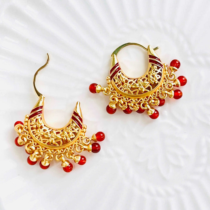 Stylish Red Agate Tassel Earrings