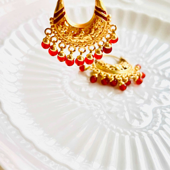 Stylish Red Agate Tassel Earrings