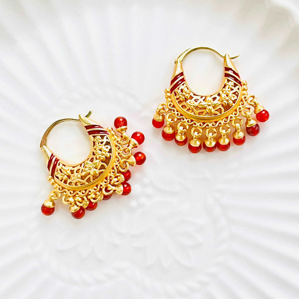 Stylish Red Agate Tassel Earrings