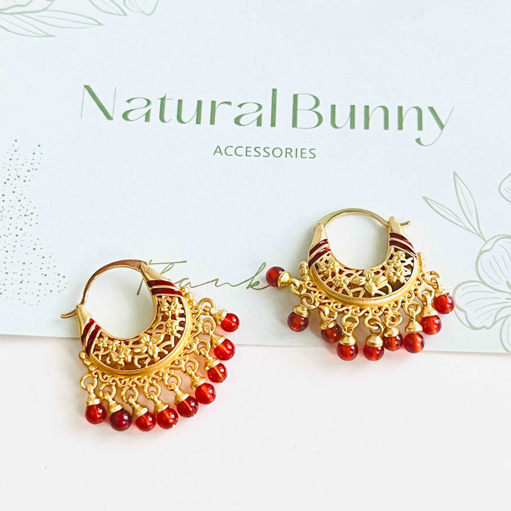 Stylish Red Agate Tassel Earrings