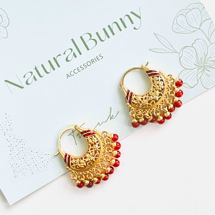 Stylish Red Agate Tassel Earrings