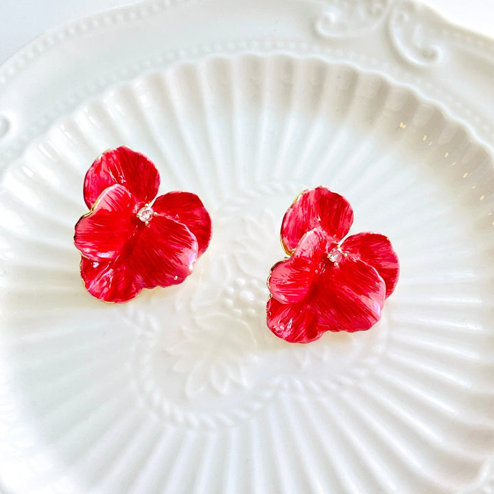 Vibrant Pink Orchid Flower Stud Earrings - Natural Bunny Accessories