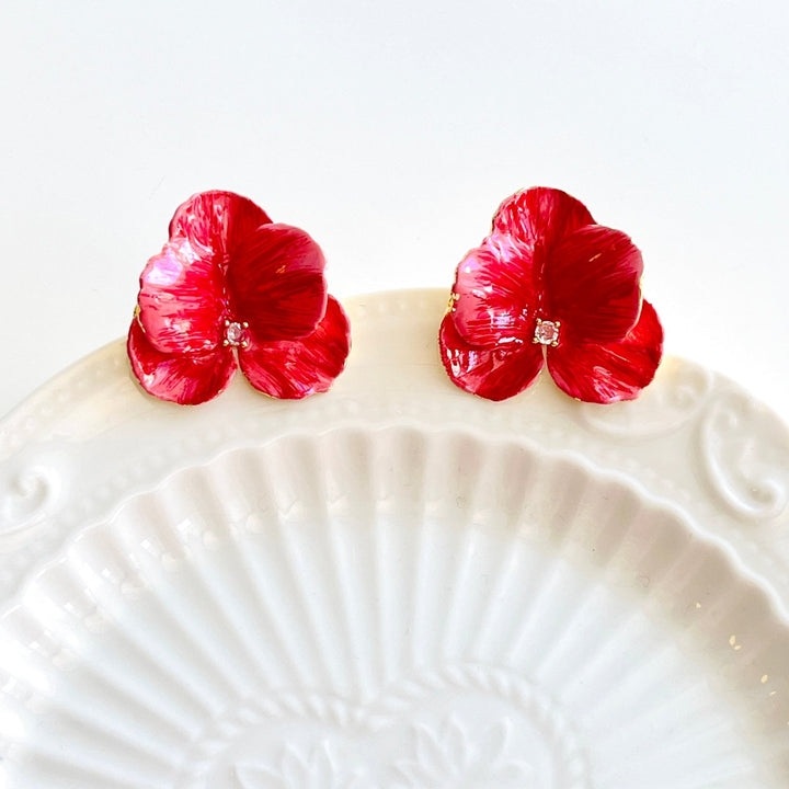 Vibrant Pink Orchid Flower Stud Earrings - Natural Bunny Accessories