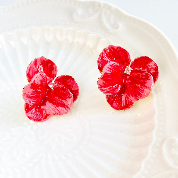 Vibrant Pink Orchid Flower Stud Earrings - Natural Bunny Accessories