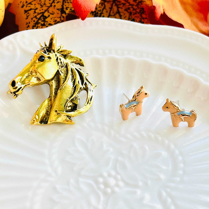 Vintage Horse Head Brooch Pin