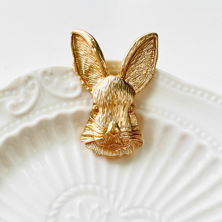 Vintage Matte Gold Bunny Rabbit Brooch