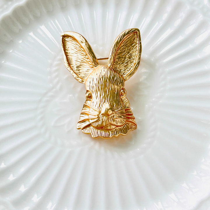 Vintage Matte Gold Bunny Rabbit Brooch