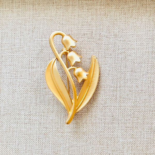 Vintage Matte Gold Lily of the Valley Brooch