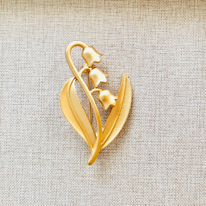 Vintage Matte Gold Lily of the Valley Brooch
