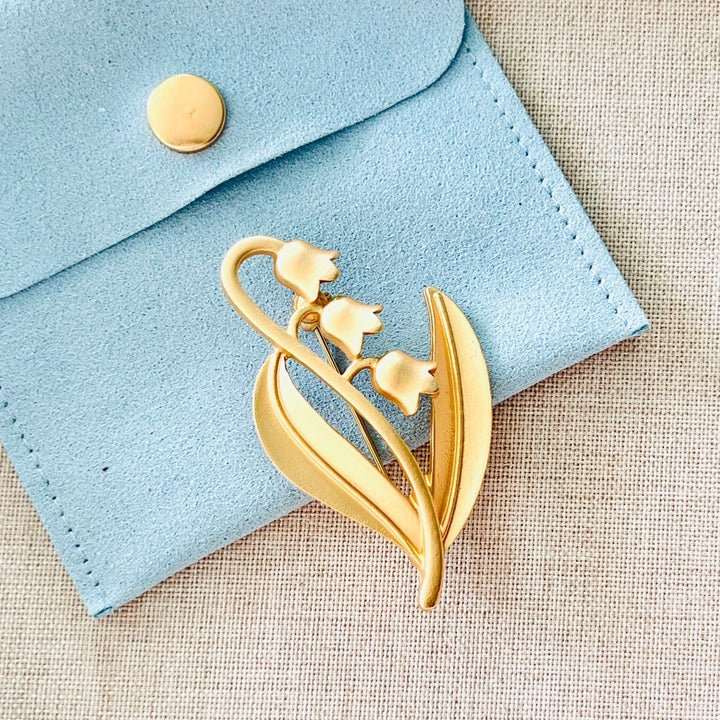 Vintage Matte Gold Lily of the Valley Brooch