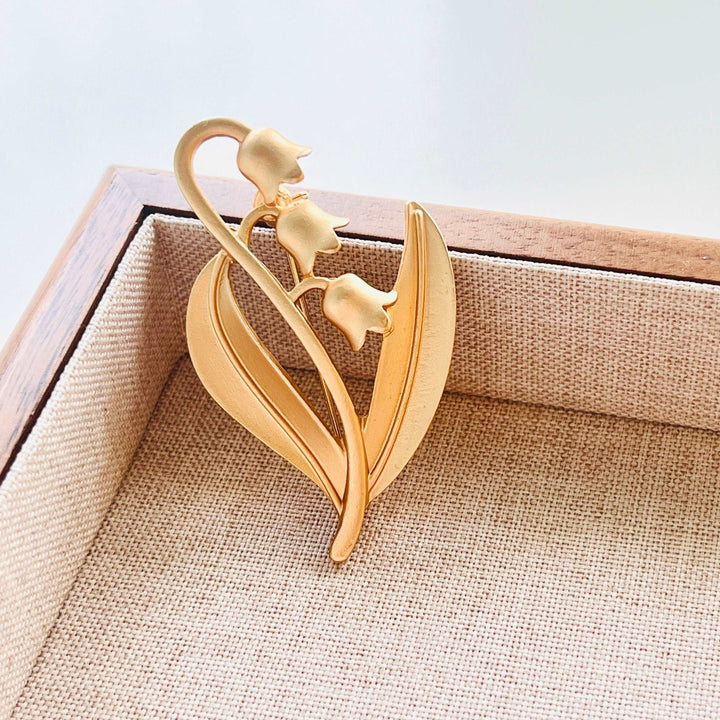 Vintage Matte Gold Lily of the Valley Brooch