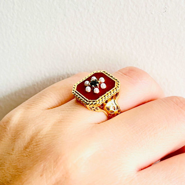 Vintage Pearl Flower Ring