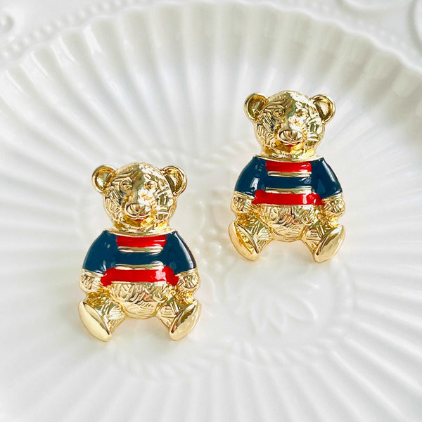 Vintage Teddy Bear Stud Earrings