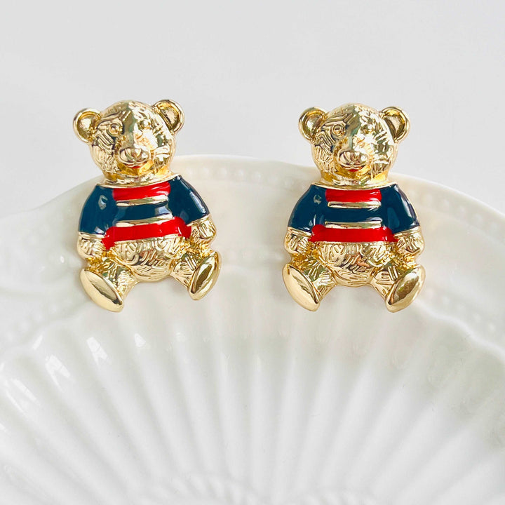 Vintage Teddy Bear Stud Earrings