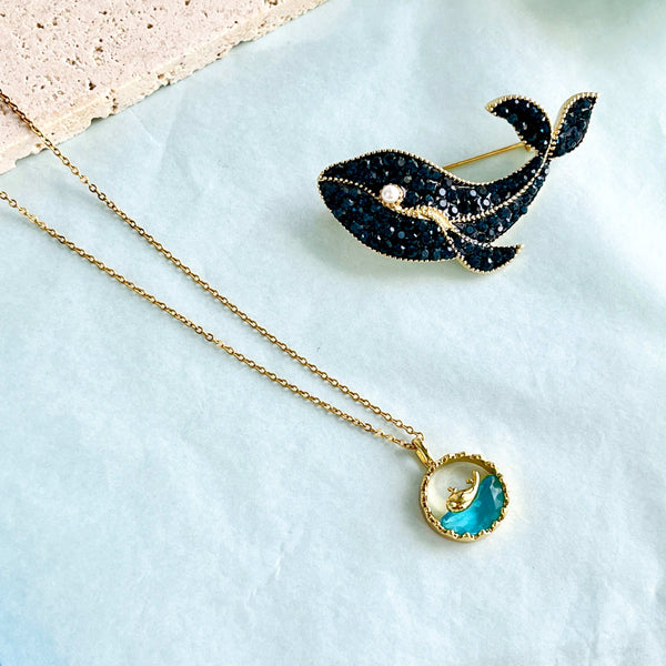 Whale Above the Sea Necklace