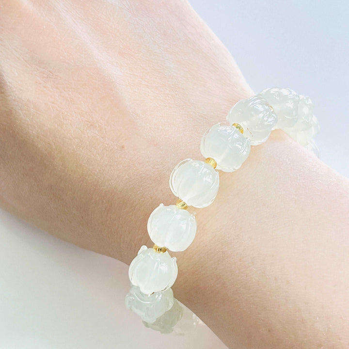 White Lotus Colored Glaze Beaded Bracelet