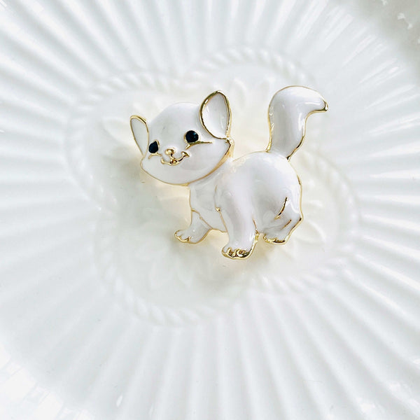 White Persian Cat Brooch