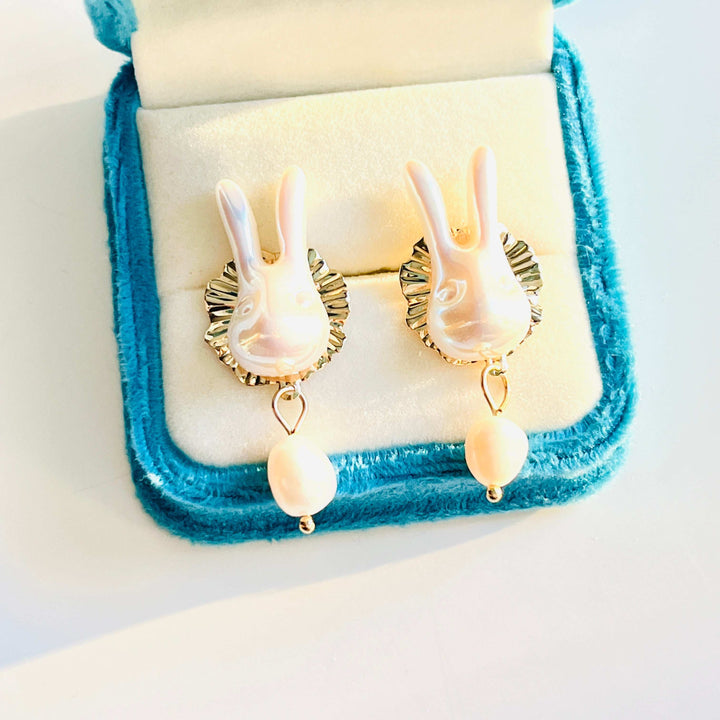 White Rabbit Freshwater Pearl Drop Earrings