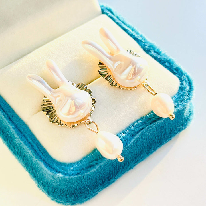 White Rabbit Freshwater Pearl Drop Earrings