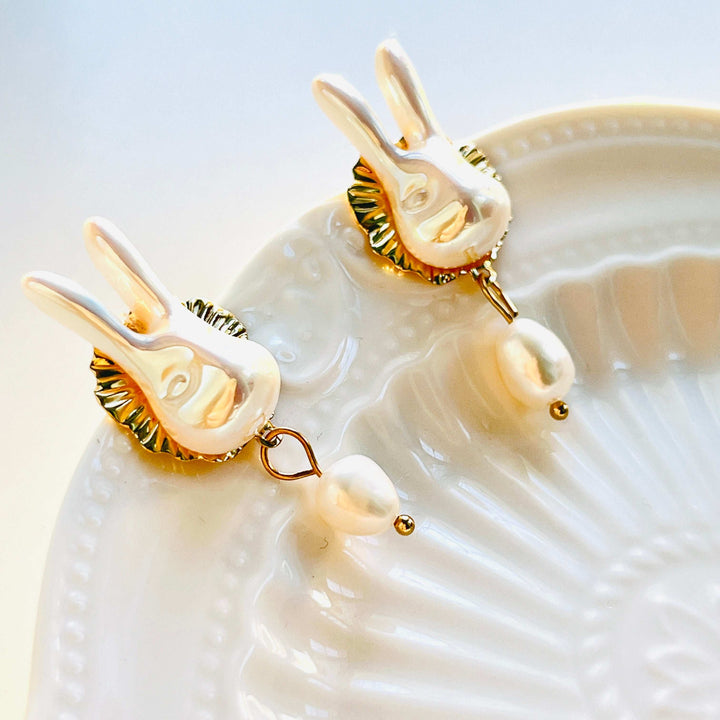 White Rabbit Freshwater Pearl Drop Earrings