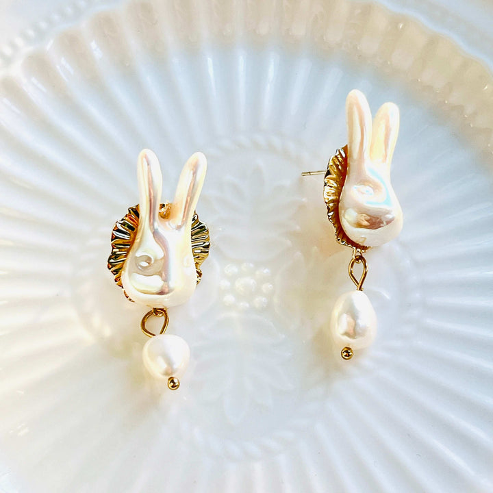 White Rabbit Freshwater Pearl Drop Earrings