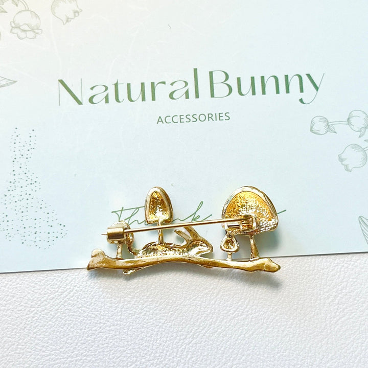 White Rabbit Mushroom Brooch - Natural Bunny Accessories
