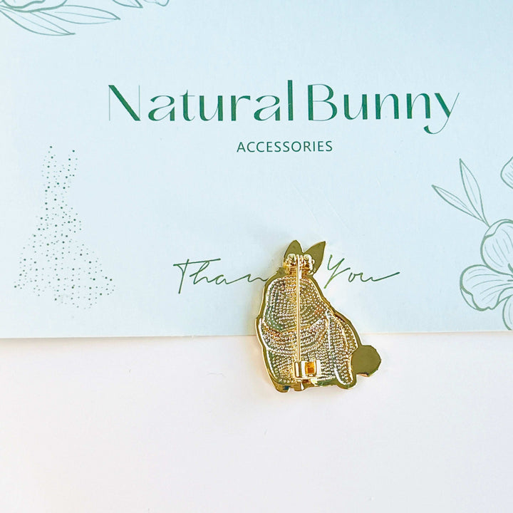 White Rabbit With Red Scarf Brooch Pin