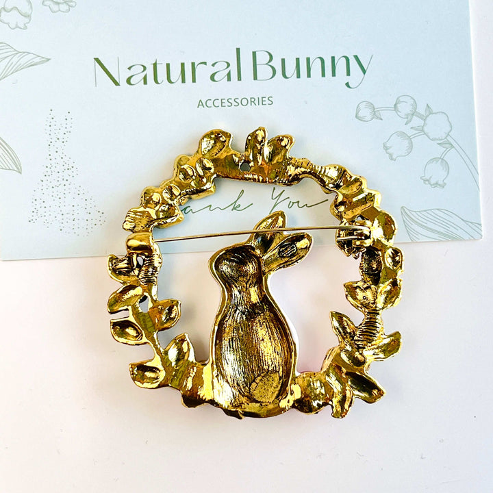 White Rabbit Wreath Brooch