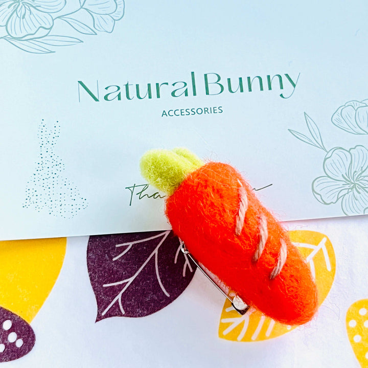 Wool Felt Rabbit / Carrot Brooch