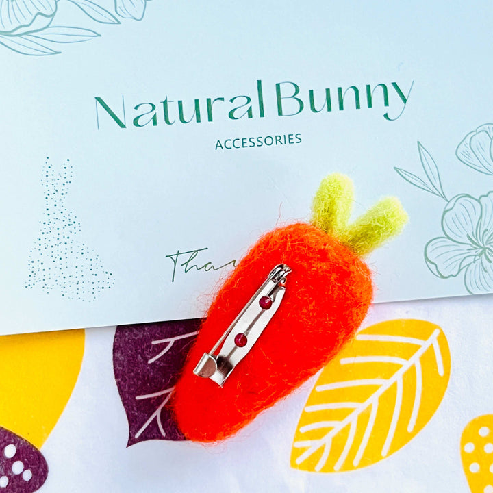 Wool Felt Rabbit / Carrot Brooch