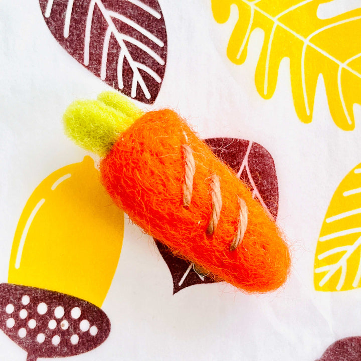 Wool Felt Rabbit / Carrot Brooch