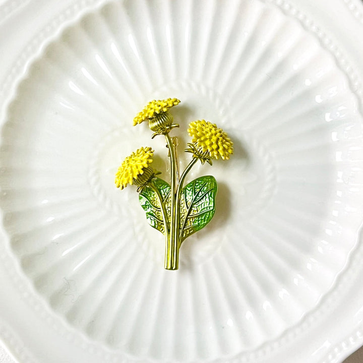Yellow Chrysanthemum Flower Brooch - Natural Bunny Accessories