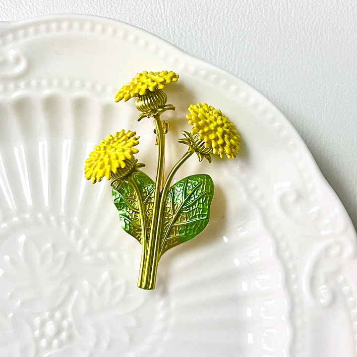 Yellow Chrysanthemum Flower Brooch - Natural Bunny Accessories