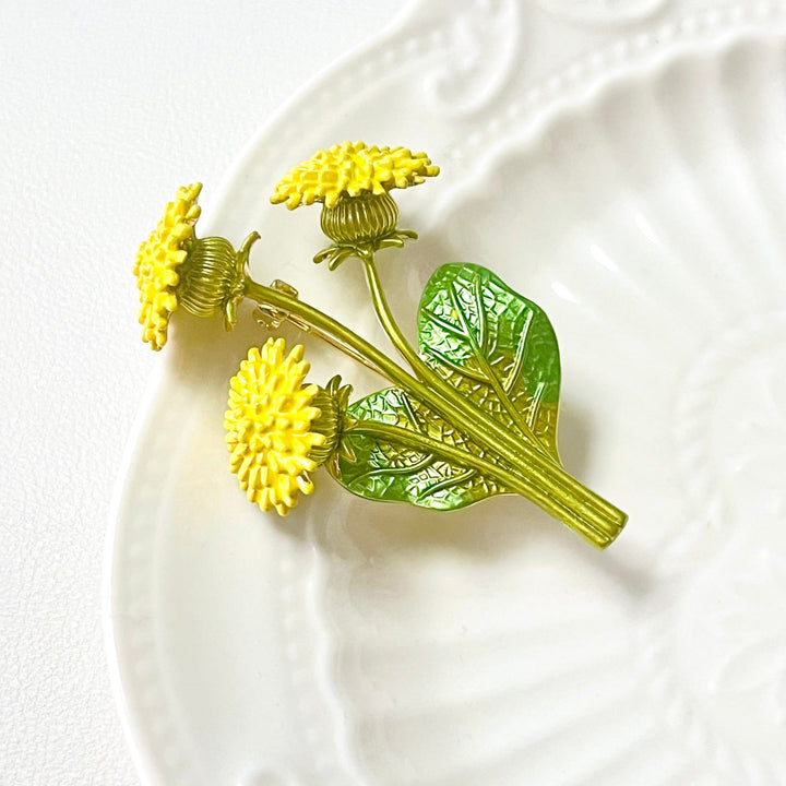 Yellow Chrysanthemum Flower Brooch - Natural Bunny Accessories