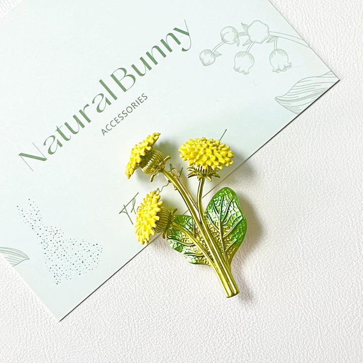 Yellow Chrysanthemum Flower Brooch - Natural Bunny Accessories