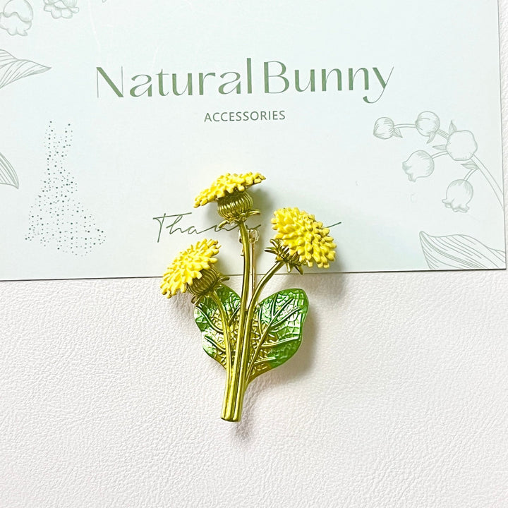 Yellow Chrysanthemum Flower Brooch - Natural Bunny Accessories