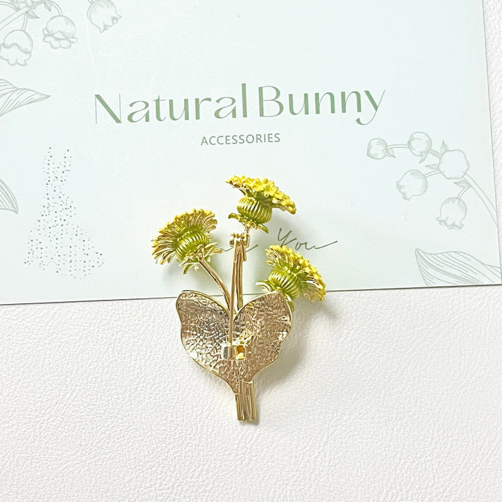 Yellow Chrysanthemum Flower Brooch - Natural Bunny Accessories