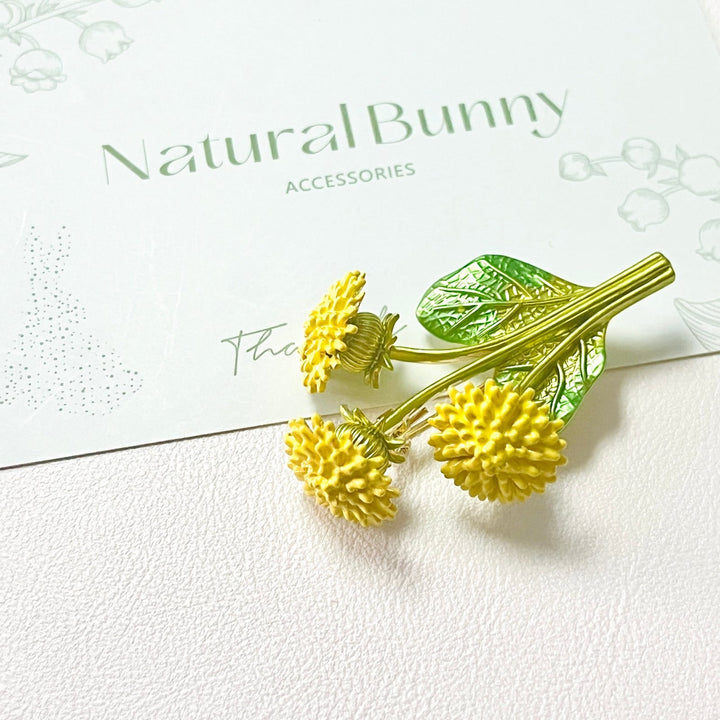 Yellow Chrysanthemum Flower Brooch - Natural Bunny Accessories