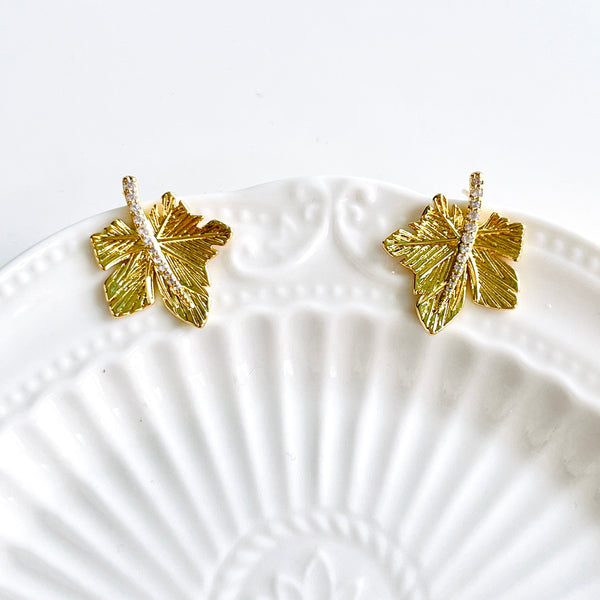 Yellow Maple Leaf Stud Earrings