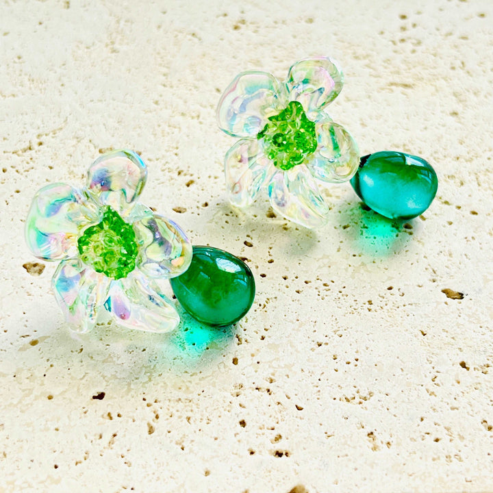 Crystal Flower Drop Earrings