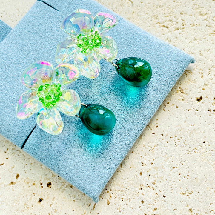 Crystal Flower Drop Earrings