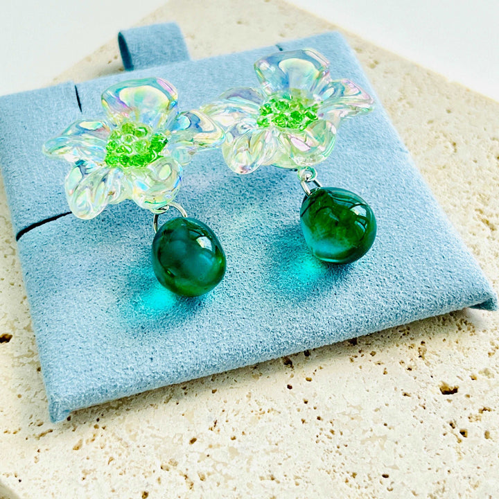 Crystal Flower Drop Earrings