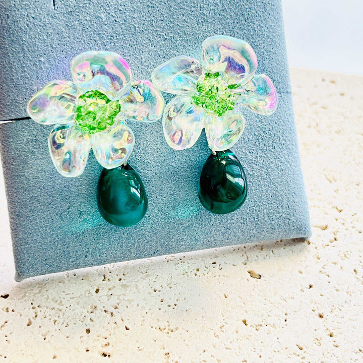Crystal Flower Drop Earrings