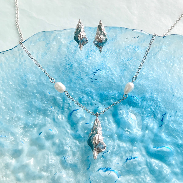 Sterling Silver Whelk Seashell Necklace