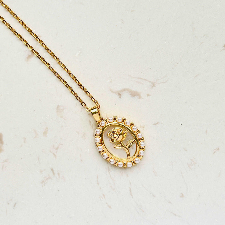 Vintage Rose Pendant Necklace