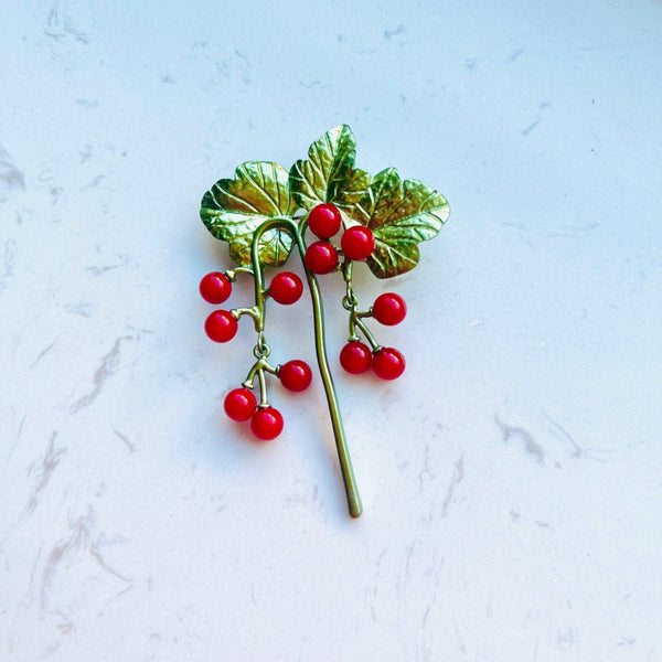 Vintage Red Grape Brooch