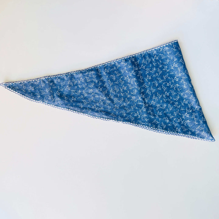Vintage Blue Botanical Printed Bandana/Neckerchief