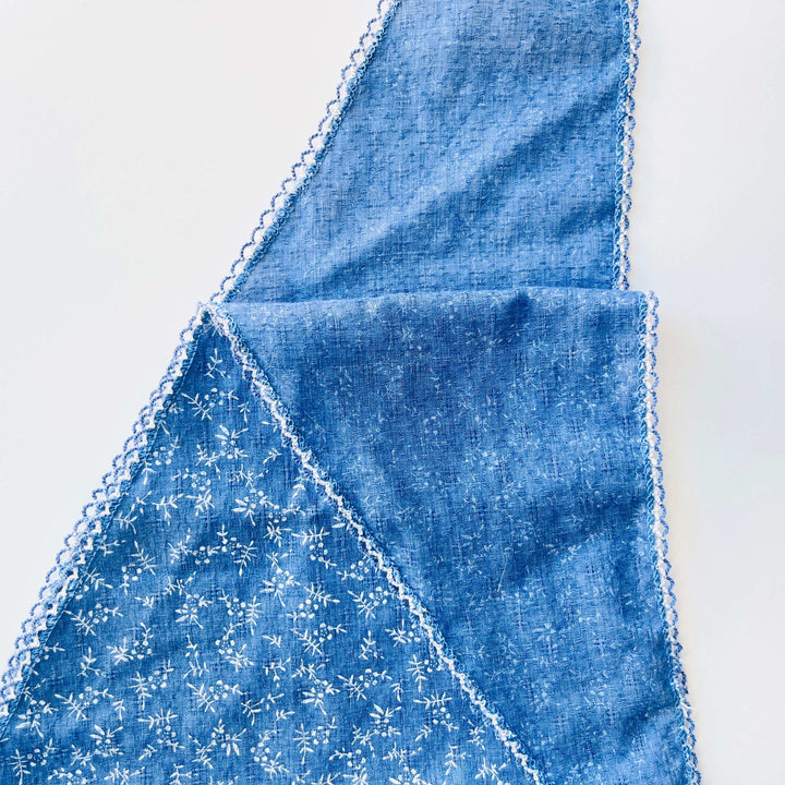 Vintage Blue Botanical Printed Bandana/Neckerchief