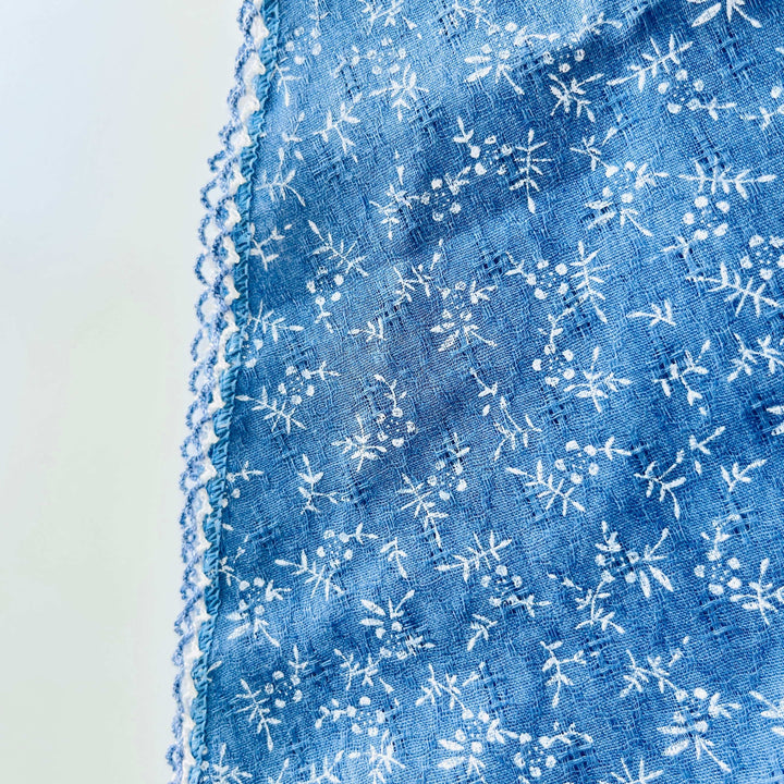 Vintage Blue Botanical Printed Bandana/Neckerchief