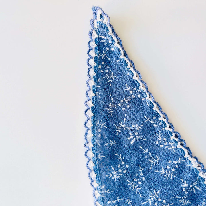 Vintage Blue Botanical Printed Bandana/Neckerchief
